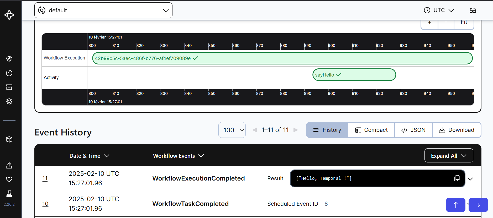 Temporal Dashboard Hello World